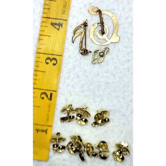 Goldtone Music Notes Tie Tac Hat Pin Lapel Pin Clef Musician Performer Singer - Picture 5 of 5